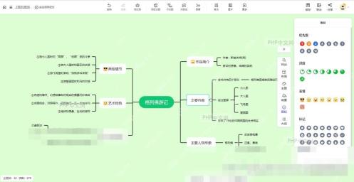 WPS思维导图界面选中节点示意