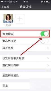 微信聊天详情页里的置顶聊天开关
