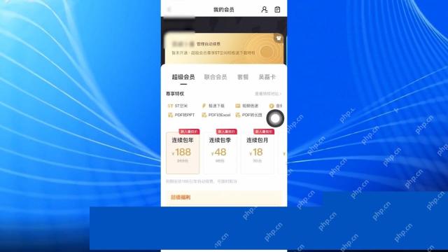 百度网盘会员页中的管理自动续费入口