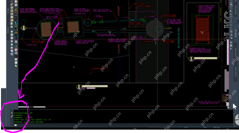 Windows AutoCAD 底部命令行仍停在未结束命令状态的截图,证明打开后不能操作时要先看是不是命令行把当前操作占住了。
