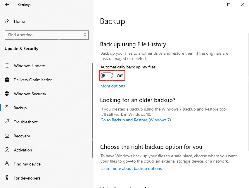 win10怎么关闭文件历史记录_win10历史文件备份停用步骤 - php中文网