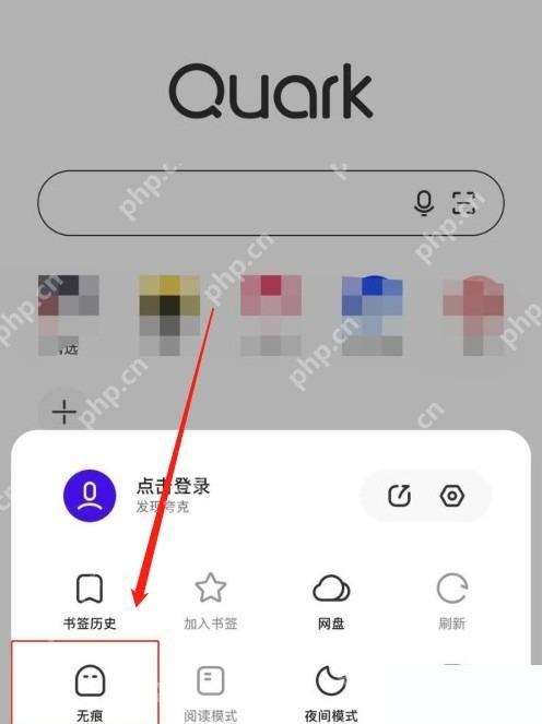 在底部功能面板中选择无痕