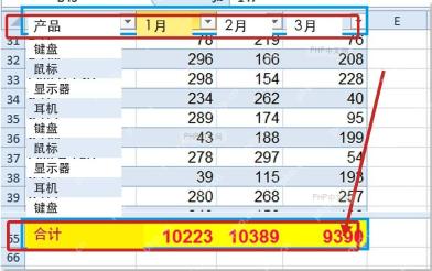 Excel下方窗口停在尾行合计位置并保留上方表头用于核对