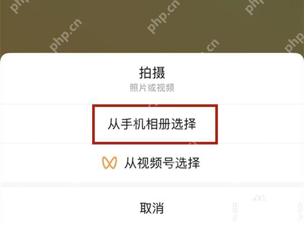 微信状态背景选择来源弹窗