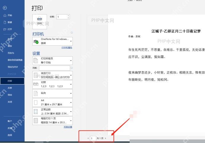 Word打印预览中检查页面方向