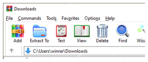 WinRAR Windows 主窗口工具栏显示 Add 添加按钮，对应创建压缩包入口。