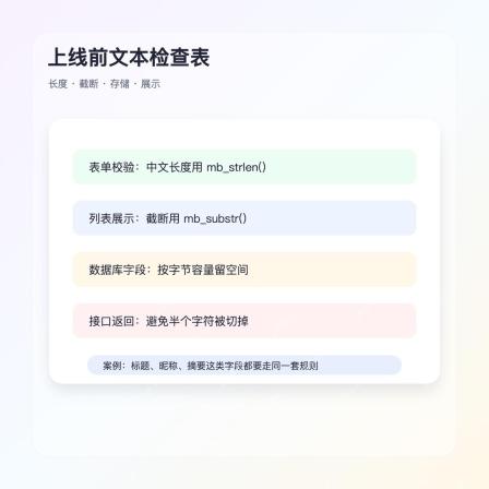 PHP 中文字符串上线检查表