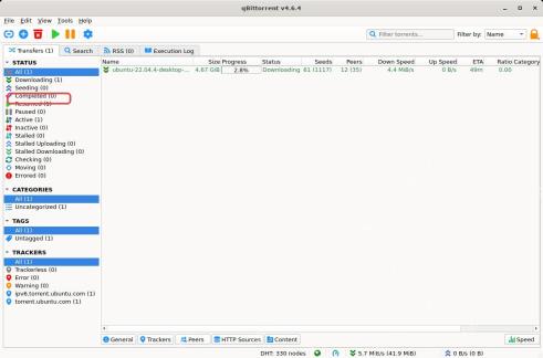 qBittorrent 左侧 Completed 状态筛选项