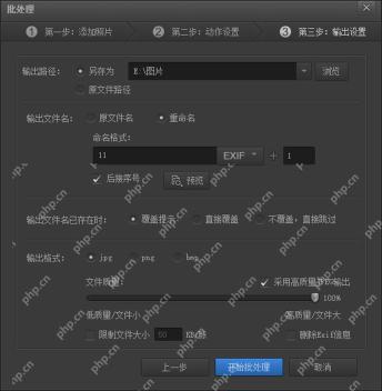 光影魔术手批处理输出设置窗口显示 EXIF 相关选项