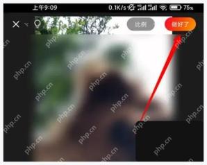 快影字幕编辑页右上角做好了按钮被红箭头标出，证明输入字幕后保存