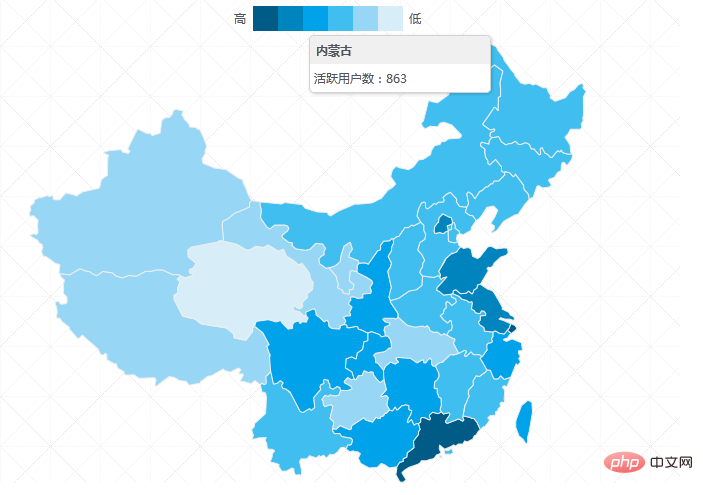 PHP+jQuery realizes the statistical display effect of China map hotspot data