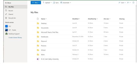 OneDrive网页首页显示云端文件区域,用于登录失败时先下载重要文件
