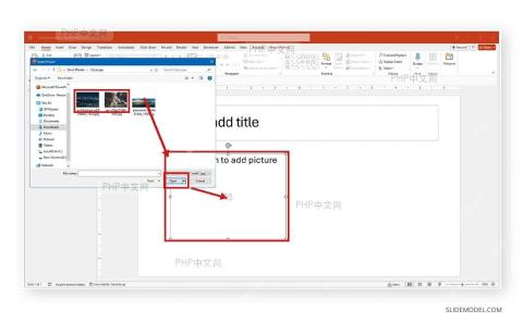PowerPoint 图文版式中通过图片占位符选择本地图片