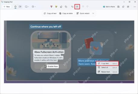 Windows 11 截图工具 OCR 后右键菜单中复制文本
