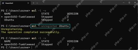 PowerShell 先查看 WSL 发行版列表再注销 Ubuntu
