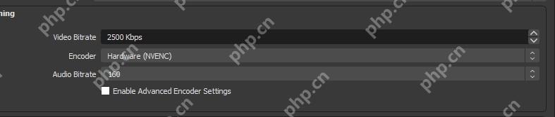 OBS Studio Output 设置中 Streaming 区域显示 Video Bitrate 2500 Kbps