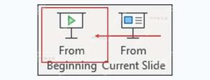 PowerPoint 幻灯片放映选项卡中从头开始按钮
