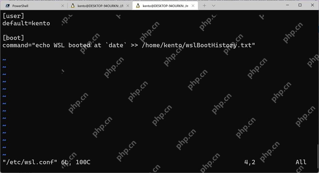 WSL Ubuntu 中编辑 wsl.conf 的 boot command 启动命令