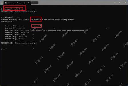 reagentc /info 可看到 Disabled 状态。