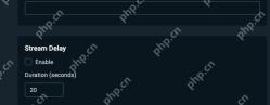 OBS Studio Advanced 设置 Stream Delay 区域显示 Enable 和 Duration seconds 字段
