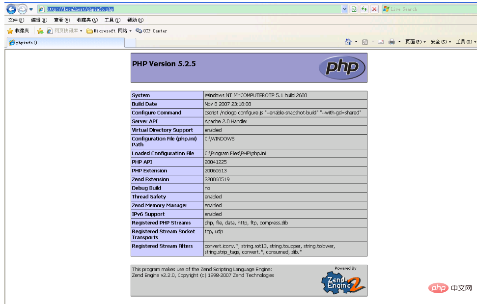 How to test whether apach php is installed successfully