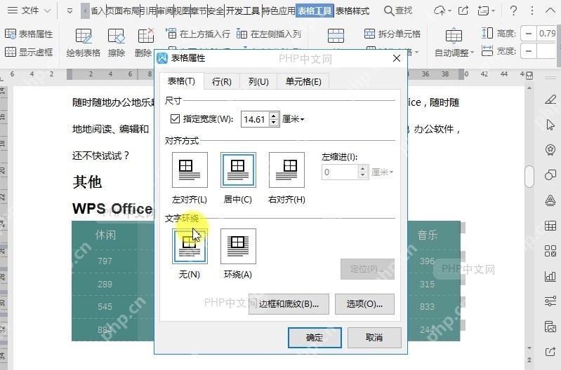 如何打开文档表格属性功能?结果检查