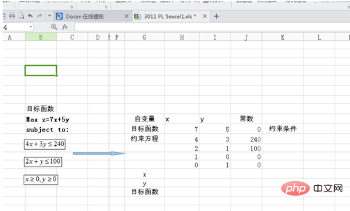 excel解決線性規劃問題