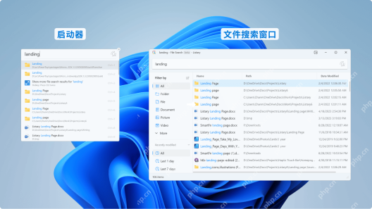 Windows Listary 启动器和文件搜索窗口同时展示,证明按指定后缀找文件时应先切到文件搜索窗口开始检索。