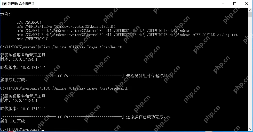 Win10 管理员命令提示符执行 DISM 和 SFC 修复系统文件
