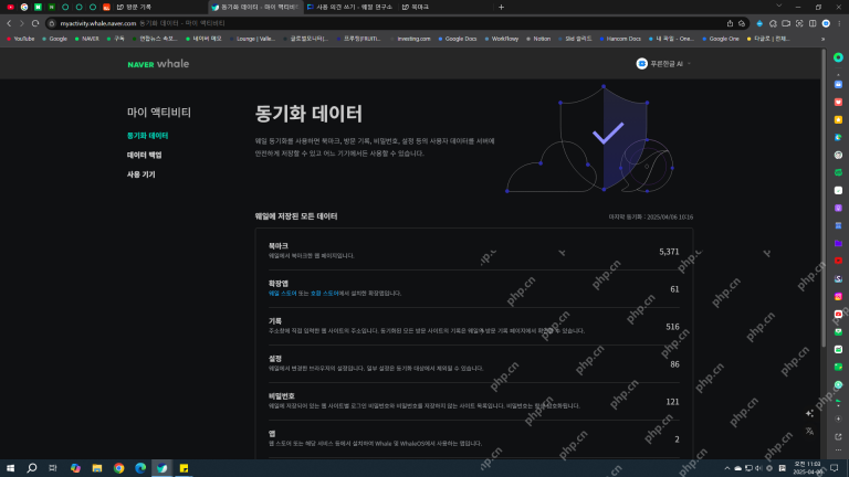Naver Whale My Activity同步数据总览页面