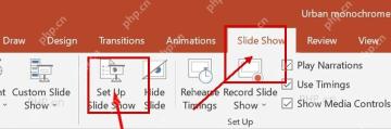 PowerPoint 幻灯片放映选项卡中的 Set Up Slide Show 入口
