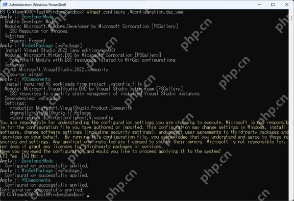 Win11 PowerShell 运行 winget configure configuration.dsc.yaml 并应用开发环境资源