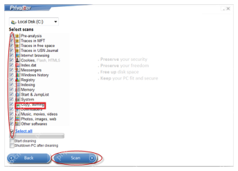 PrivaZer Windows 桌面版高级扫描列表里的 System 系统分类