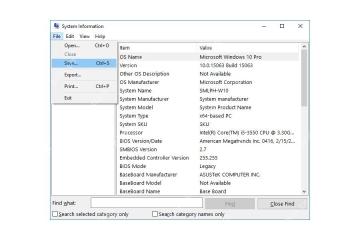 Win10 系统信息文件菜单中显示 Save 保存选项