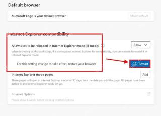 Microsoft Edge 默认浏览器设置中允许 Internet Explorer 模式