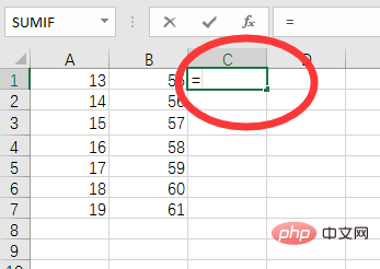 What is the starting symbol of formula definition in excel?