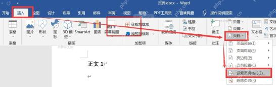 Word 第三步:插入页码位置的真实界面截图