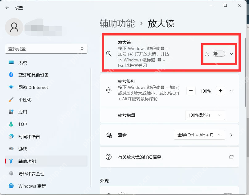 win11怎么打开屏幕放大镜_win11放大镜功能开启指南 - php中文网