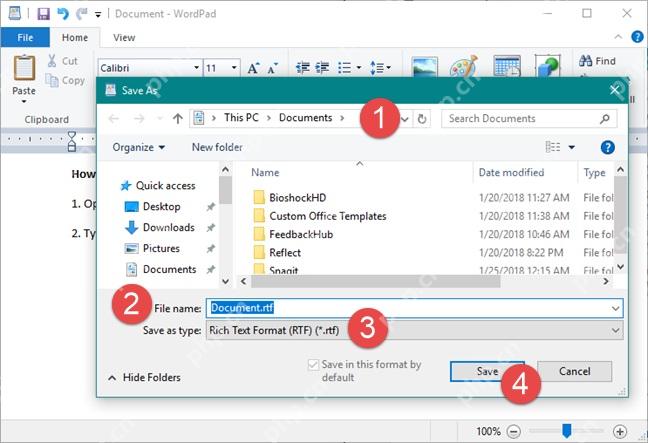 Windows 10 写字板另存为 RTF 格式