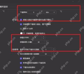 Motrix Windows 基础设置页红框标出断点续传和任务管理选项