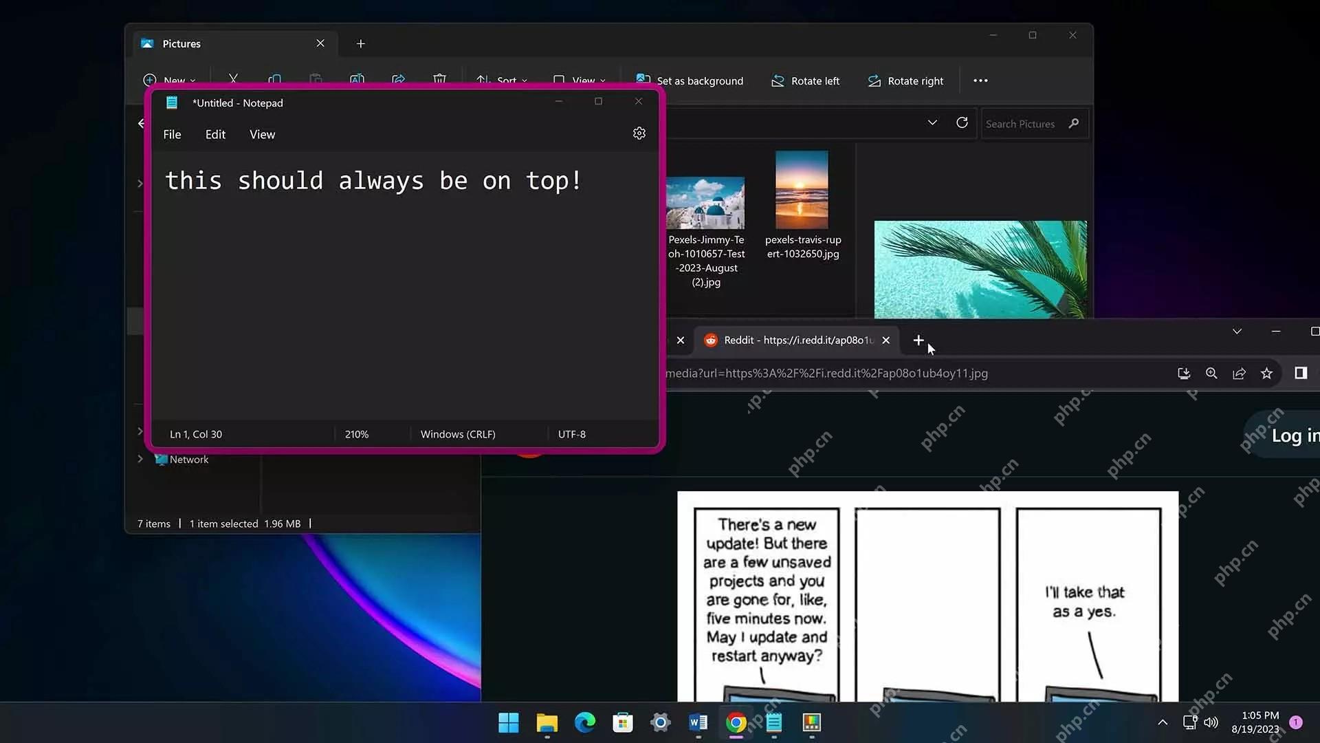 Win11 PowerToys Always On Top 让窗口出现置顶边框