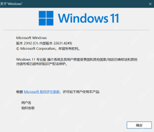 Windows 11 关于 Windows 窗口显示版本 23H2 和 OS 内部版本