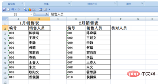 How to check whether the names in two columns are consistent?