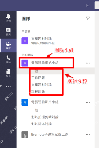 在Teams团队列表中先确认专属频道要挂载的团队