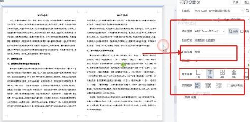 WPS文字打印预览中确认每版页数和最终打印按钮