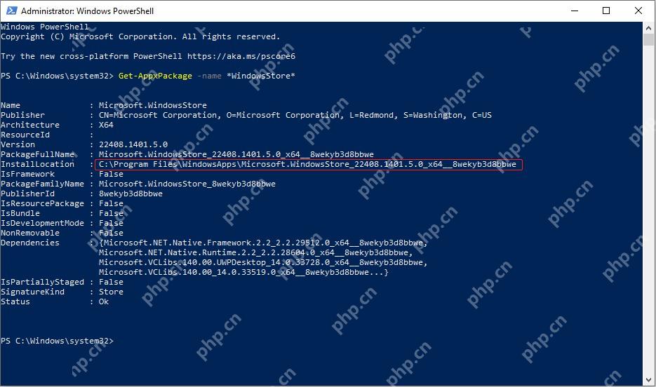 Win10 PowerShell 显示系统应用包注册信息