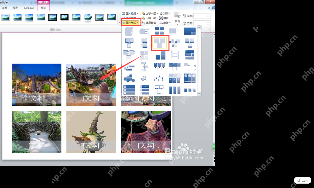 PowerPoint图片版式菜单中选择适合图片排版的SmartArt布局