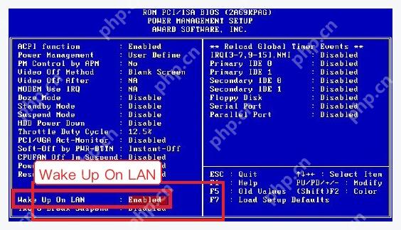 ToDesk 远程开机需要在 BIOS 中开启 Wake Up On LAN