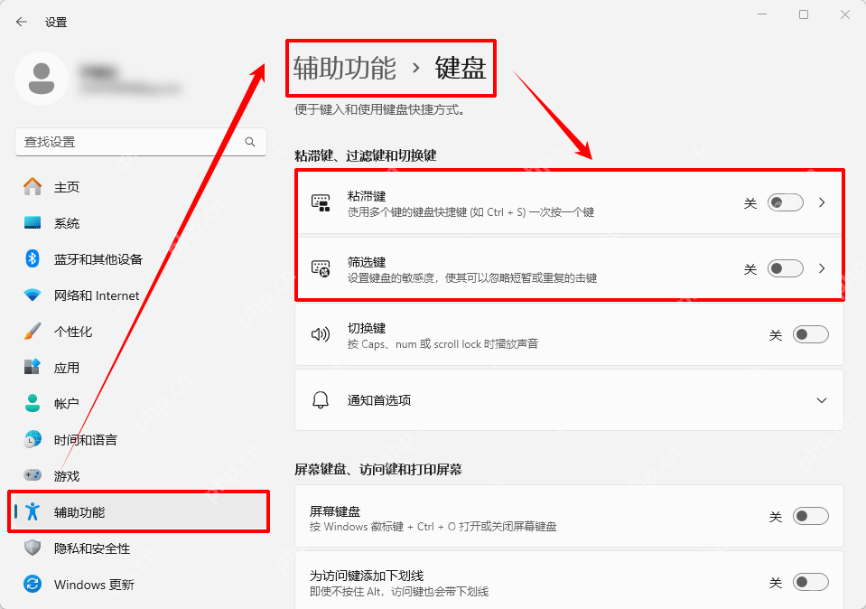 win11开启粘滞键后键盘失灵怎么办_win11键盘辅助设置异常排查 - php中文网