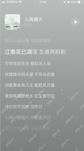 汽水音乐iPhone 全屏歌词页面和顶部歌曲信息